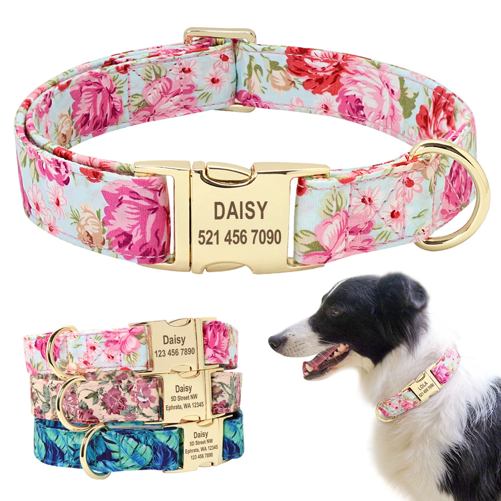 Personalized Floral Dog Collar Custom Small Medium Dog Pet ID Collar Flower Print Nylon Large Dog Engraved Collars for Pitbull
Personalized Floral Dog Collar Custom Small Medium Dog Pet ID Collar Flower Print Nylon Large Dog Engraved Collars for Pitbull