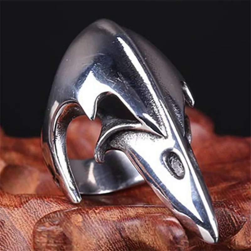 

Vintage Punk animal skull ring men jewelry Vikings Helm of Awe crow eagle Men's rings