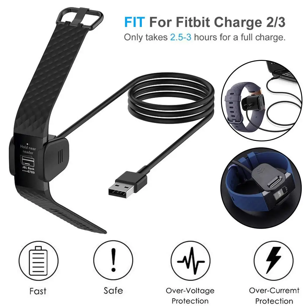 Новое поступление сменный позолоченный зарядный кабель с зажимом для Fitbit Charge 2/3