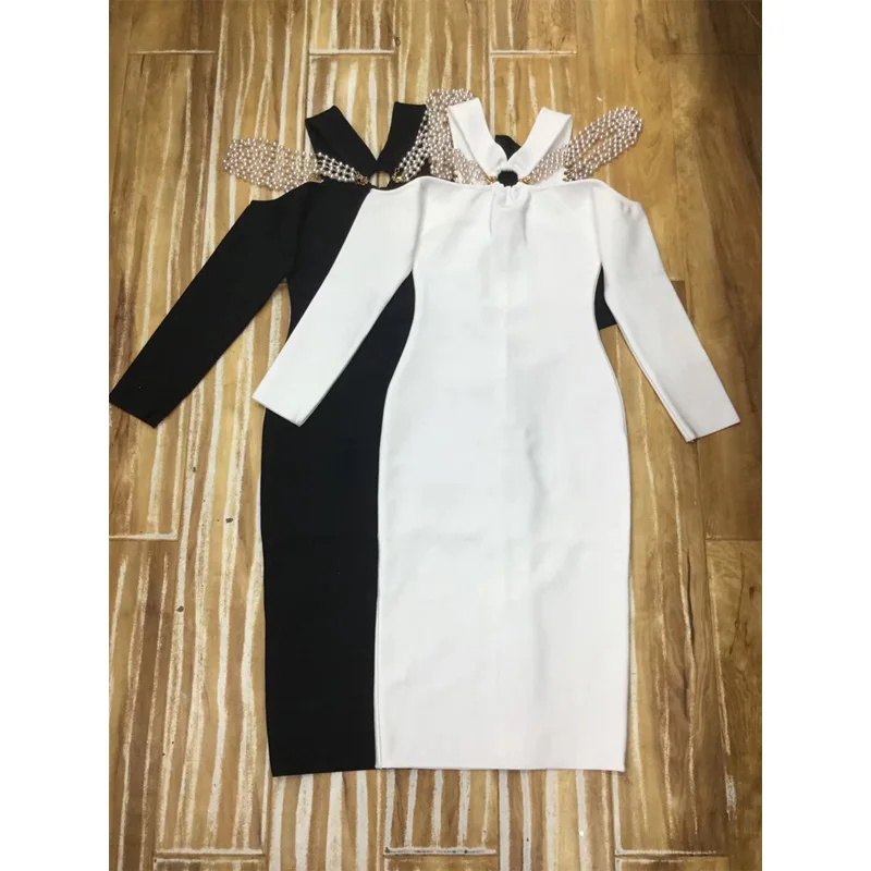 Elegant White Long Sleeve Bandage Dress High Quality Luxury Beading Bodycon Midi Celebeity Wedding Party Dress Vestido Wholesale
Elegant White Long Sleeve Bandage Dress High Quality Luxury Beading Bodycon Midi Celebeity Wedding Party Dress Vestido Wholesale