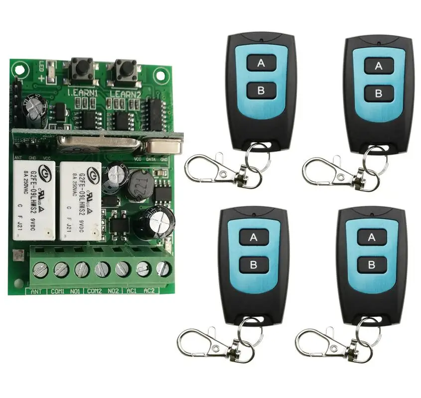 DC 12V 24V 10A relay 2CH RF Wireless Remote Control switch Receiver +Transmitter 2 learning button light controllor
DC 12V 24V 10A relay 2CH RF Wireless Remote Control switch Receiver +Transmitter 2 learning button light controllor
