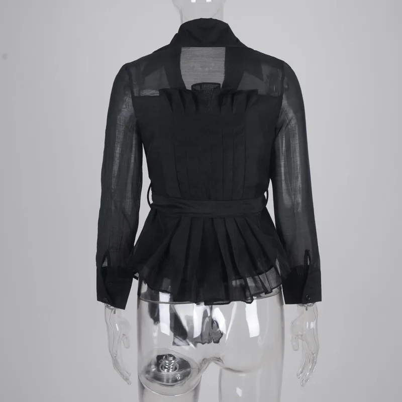 2018 summer New Pleated Ruffles Sash Lace Up High Waist Sexy Blouse top Female high street V Collar Long Sleeve Mesh shirts L357
2018 summer New Pleated Ruffles Sash Lace Up High Waist Sexy Blouse top Female high street V Collar Long Sleeve Mesh shirts L357