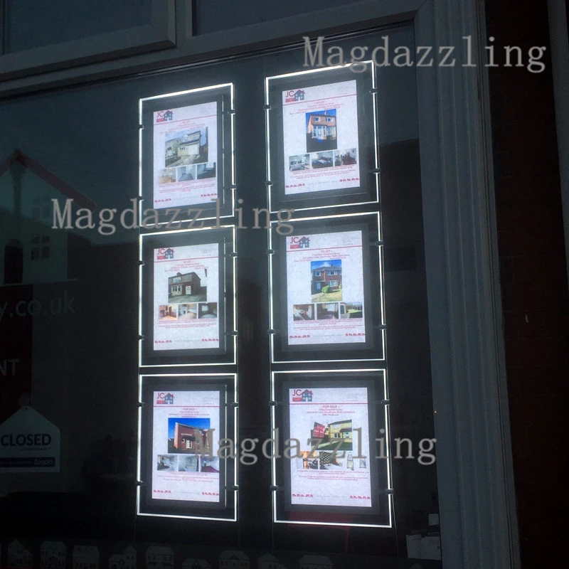 6 шт односторонний A3 светодиодный окна Дисплей Системы агент по недвижимости