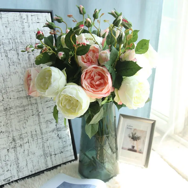 2 Heads Artificial rose branch silk plastic flores Simulation rose flowers for home hotel wedding decoration rose
2 Heads Artificial rose branch silk plastic flores Simulation rose flowers for home hotel wedding decoration rose