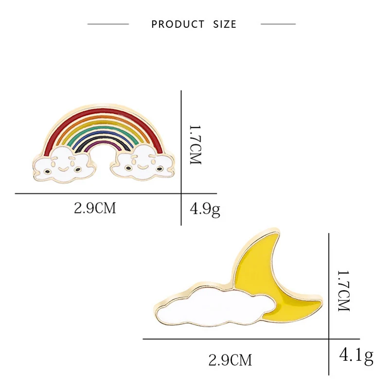 Cartoon Cute Rainbow and Moon Brooch Men Enamel Pin Brooches Women Creative Rainbows Clouds Metal Pins Denim Badge Decoration | Украшения и