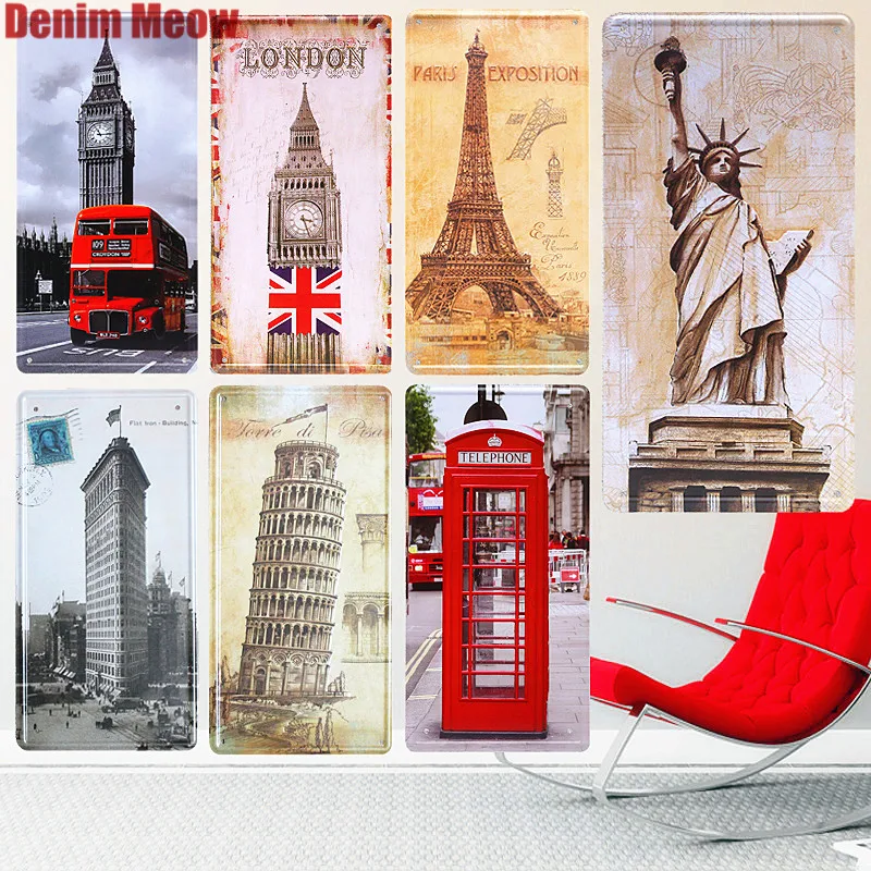 15*30cm Leaning Tower of Pisa Vintage Car License Plates Bar Cafe Decorative Plates London Bus Poster Statue Of Liberty Tin Sign
15*30cm Leaning Tower of Pisa Vintage Car License Plates Bar Cafe Decorative Plates London Bus Poster Statue Of Liberty Tin Sign