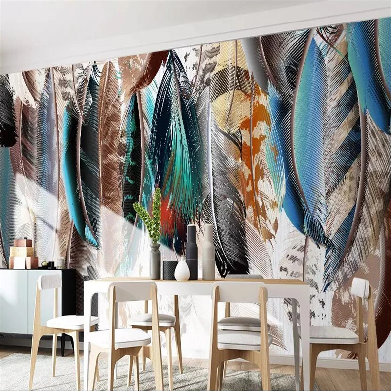 beibehang Modern minimalist hand-painted colored feathers background wall painting custom large mural green wallpaper
beibehang Modern minimalist hand-painted colored feathers background wall painting custom large mural green wallpaper