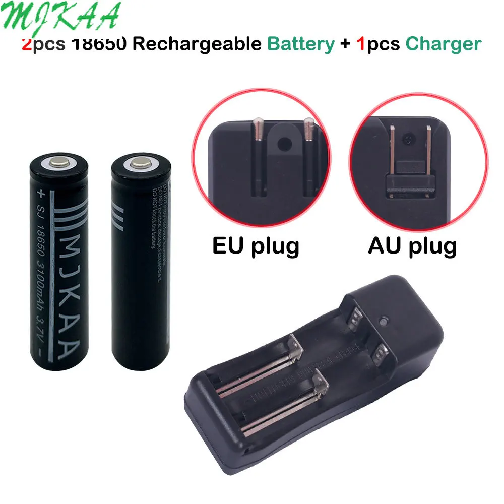 2pcs 3.7v 18650 3100mAh Rechargeable Battery + US AU Plug Black 220V Dual 18650 Li-Ion Battery Charger
2pcs 3.7v 18650 3100mAh Rechargeable Battery + US AU Plug Black 220V Dual 18650 Li-Ion Battery Charger