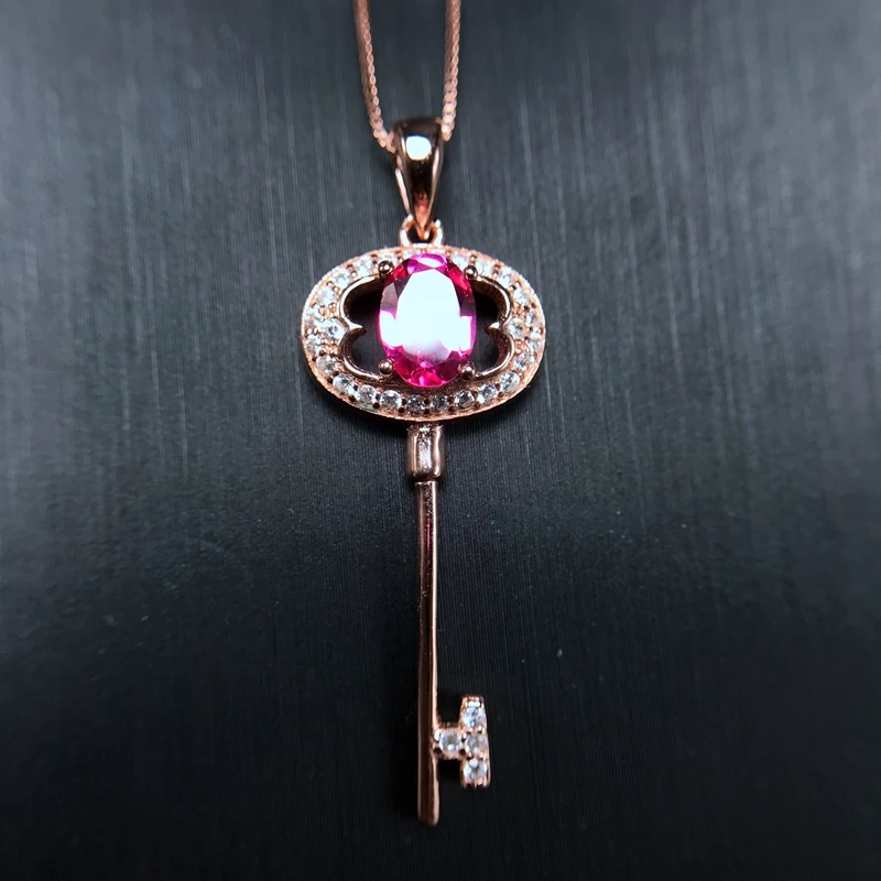 Uloveido Pink Topaz Key Necklace for Women, 925 Sterling Silver, Rose Gold, Jewelry Wedding, 5*7mm Velvet Box Certificate FN177
Uloveido Pink Topaz Key Necklace for Women, 925 Sterling Silver, Rose Gold, Jewelry Wedding, 5*7mm Velvet Box Certificate FN177