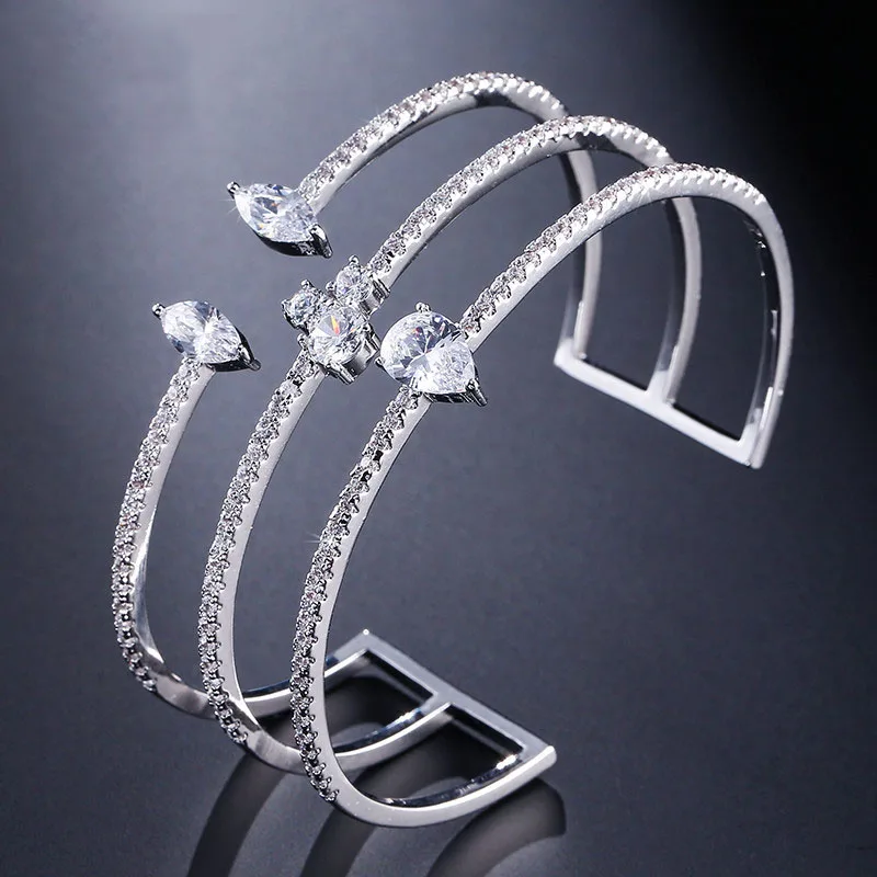 Fashion Open Women Bracelet Bangle Exquisite Jewelry Full Mirco Cubic Zircon For Bridal Wedding Accessories
Fashion Open Women Bracelet Bangle Exquisite Jewelry Full Mirco Cubic Zircon For Bridal Wedding Accessories