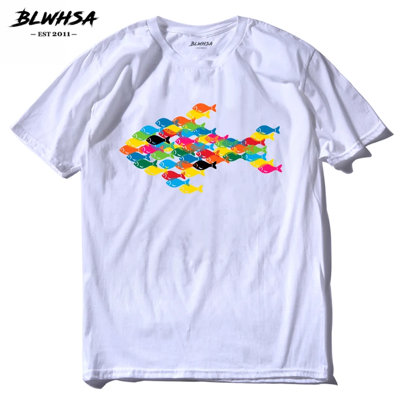 BLWHSA Top Quality 100% COTTON Short Sleeve Print Casual Men Colorful Fish T Shirt Summer Round Neck Solid Color T-shirt for Men
BLWHSA Top Quality 100% COTTON Short Sleeve Print Casual Men Colorful Fish T Shirt Summer Round Neck Solid Color T-shirt for Men