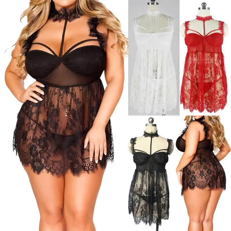 2PCS/Sets Plus Size Transparent Black Lace Lingerie Women Sexy Erotic Dress Ruffle Strap Robe Sexy Erotique Embroidery Sleepwear
2PCS/Sets Plus Size Transparent Black Lace Lingerie Women Sexy Erotic Dress Ruffle Strap Robe Sexy Erotique Embroidery Sleepwear