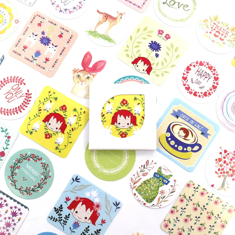 Kawaii Girl Cute Animal Paper Sticker креативный винтажный романтический подарок Love DIY