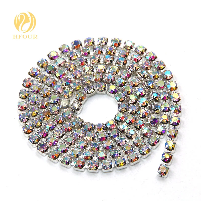 New arrival 5yard/pack High quality Sliver base AB Color glass crystal Rhinestones Cup Chain DIY Wedding decoration Accessories
New arrival 5yard/pack High quality Sliver base AB Color glass crystal Rhinestones Cup Chain DIY Wedding decoration Accessories