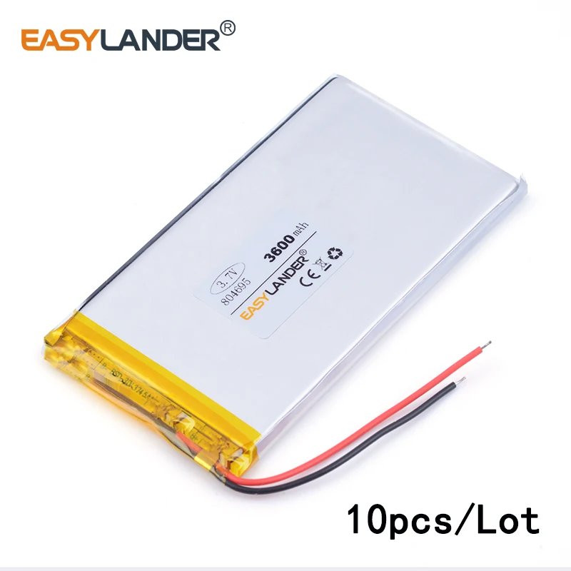 10pcs/Lot 3600mAh 804695 3.7v lithium Li ion polymer rechargeable battery For Power bank phone PAD protable DVD tablet PC
10pcs/Lot 3600mAh 804695 3.7v lithium Li ion polymer rechargeable battery For Power bank phone PAD protable DVD tablet PC