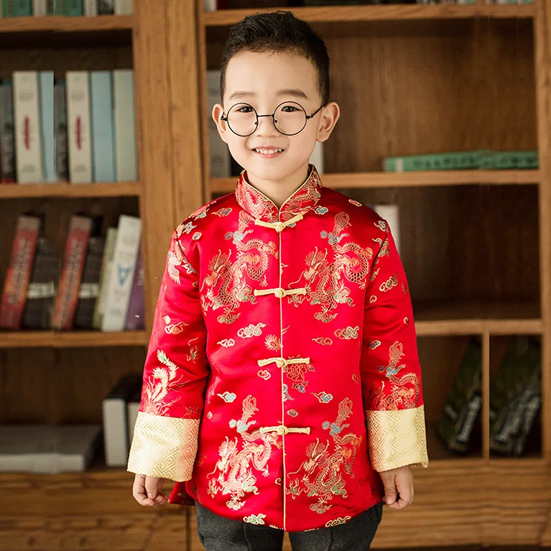 Children New Year Coat Boys Cotton Loose Cheongsam Top Kids Jacket Long Sleeve Chinese Style Tang Costume Red Satin Tops
Children New Year Coat Boys Cotton Loose Cheongsam Top Kids Jacket Long Sleeve Chinese Style Tang Costume Red Satin Tops