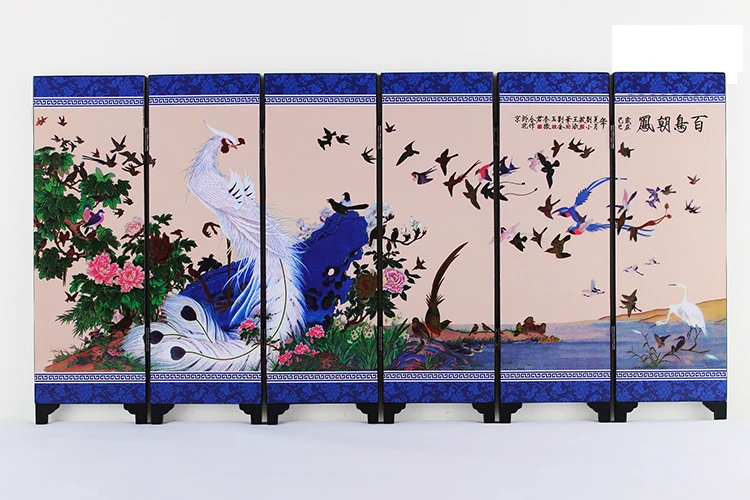 (Mini) Exquisite Chinese Classical Lacquerware Folding Screen, Painted with Birds Paying Homage to the Phoenix
(Mini) Exquisite Chinese Classical Lacquerware Folding Screen, Painted with Birds Paying Homage to the Phoenix