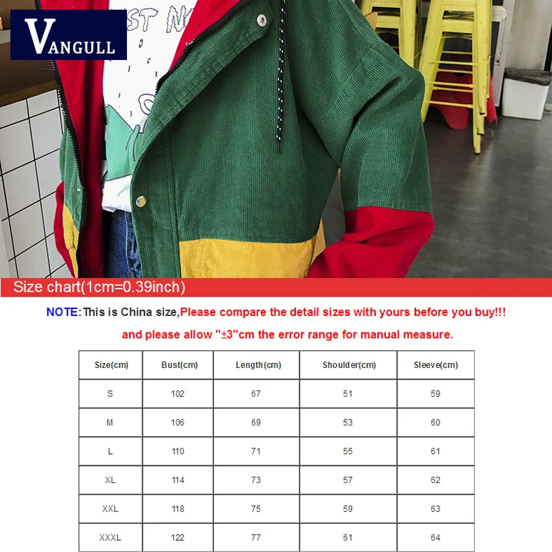 Winter Warm Color Block Hooded Corduroy Jacket Drawstring Hit Color Patched Pocket Thick Basic Women Coat Harajuku VANGULL 2018
Winter Warm Color Block Hooded Corduroy Jacket Drawstring Hit Color Patched Pocket Thick Basic Women Coat Harajuku VANGULL 2018