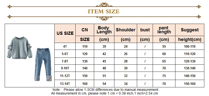 Fashion Girls Clothes 2019 Clothing for Girls Kids Clothes Girls 4-14 Years Teen Clothes Solid Shirt + Denim Pants 2 Pcs T41
Fashion Girls Clothes 2019 Clothing for Girls Kids Clothes Girls 4-14 Years Teen Clothes Solid Shirt + Denim Pants 2 Pcs T41