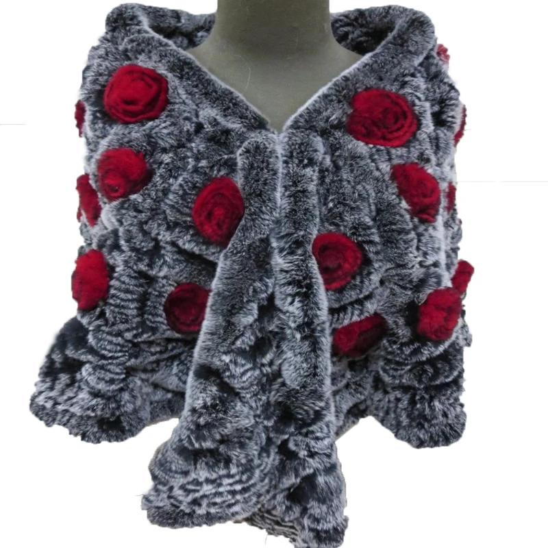 Women Real Rex Rabbit Fur Cape Coat Female Knitted Semicircle Rose Poncho Lady Winter Warm Wraps Hollow out woven pattern
Women Real Rex Rabbit Fur Cape Coat Female Knitted Semicircle Rose Poncho Lady Winter Warm Wraps Hollow out woven pattern