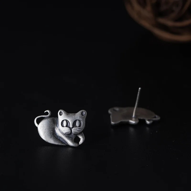 Amxiu Vintage Antique Silver Earrings 925 Sterling Silver Cat Earrings Small Stud Earrings For Women Girls Jewelry Accessories
Amxiu Vintage Antique Silver Earrings 925 Sterling Silver Cat Earrings Small Stud Earrings For Women Girls Jewelry Accessories