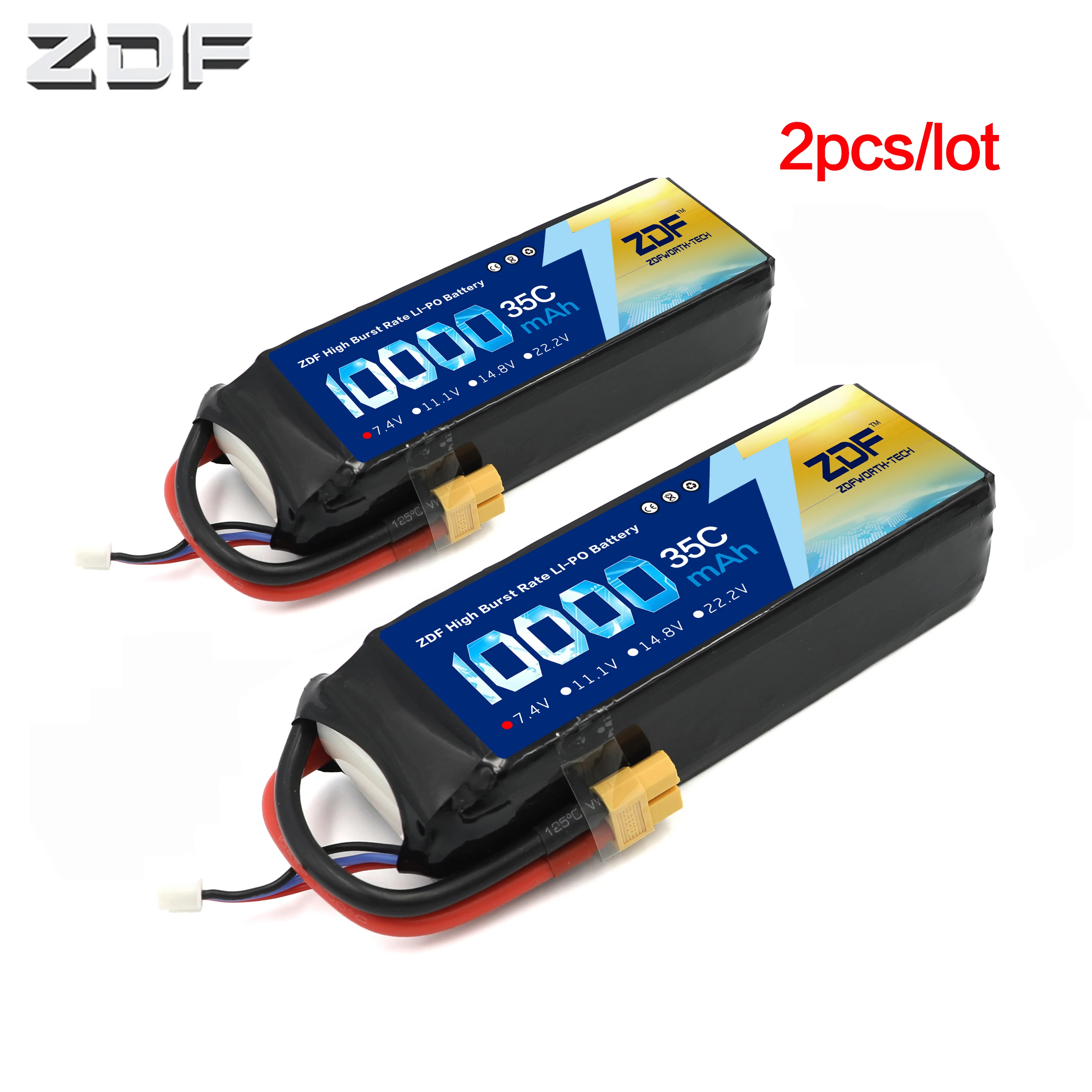 Аккумулятор ZDF 2 шт./лот lipo 7 4 В 10000 мАч Lipo 2S 35C аккумулятор для радиоуправляемого