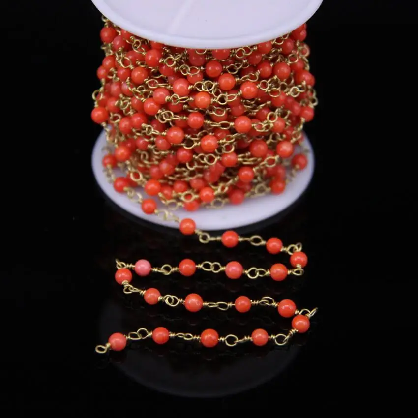 4mm,Natural Coral Brass Wire Wrapped Chains,Smooth Round Bead Link Copper Bronze Rosary Style Chain Earrings Bracelets
4mm,Natural Coral Brass Wire Wrapped Chains,Smooth Round Bead Link Copper Bronze Rosary Style Chain Earrings Bracelets