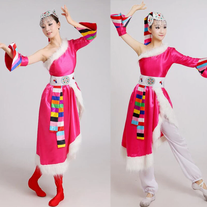 Тибетские национальные танцевальные костюмы с короткими рукавами Одежда для