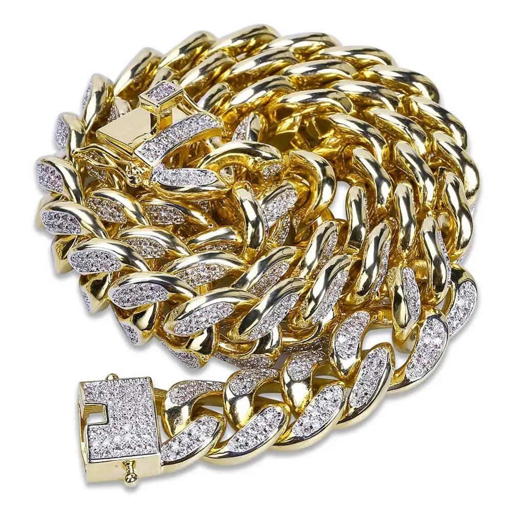 New Style Male Jewelry Bracelet HipHop Rock Copper Gold Color Plated Iced Out CZ Stone 13mm Bracelets With 18" 22"
New Style Male Jewelry Bracelet HipHop Rock Copper Gold Color Plated Iced Out CZ Stone 13mm Bracelets With 18" 22"