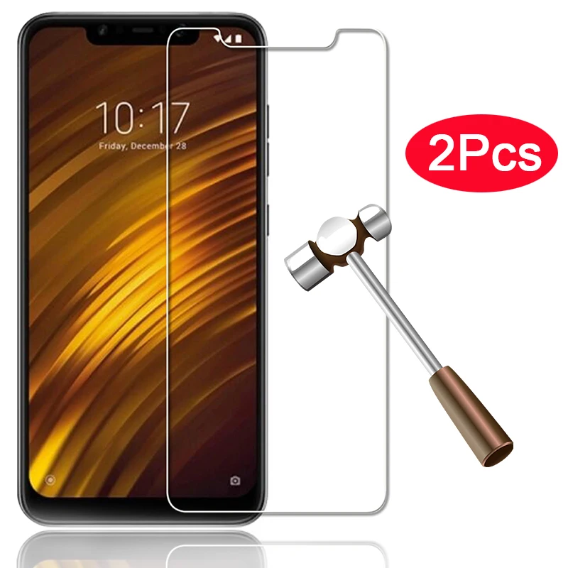 Закаленное стекло для Xiaomi Pocophone F1 2 шт. Защитное протектор экрана Little Poco F 1 9h |