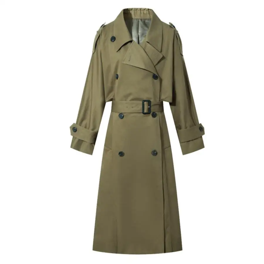 2019 spring autumn fashion high quality army green khaki Trench Coat Casual women's long Outerwear loose coat with belt
2019 spring autumn fashion high quality army green khaki Trench Coat Casual women's long Outerwear loose coat with belt