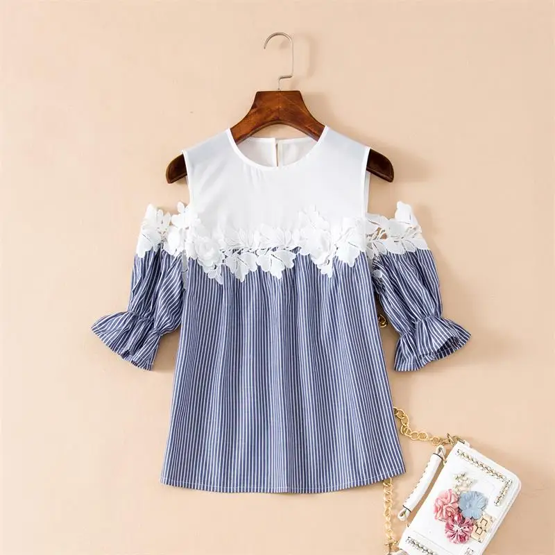 Women Tops High Quality Women O-Neck Off Shoulder Half Sleeve Stripe Blouses Shirts Casual Ladies Clothing NPT002S
Women Tops High Quality Women O-Neck Off Shoulder Half Sleeve Stripe Blouses Shirts Casual Ladies Clothing NPT002S