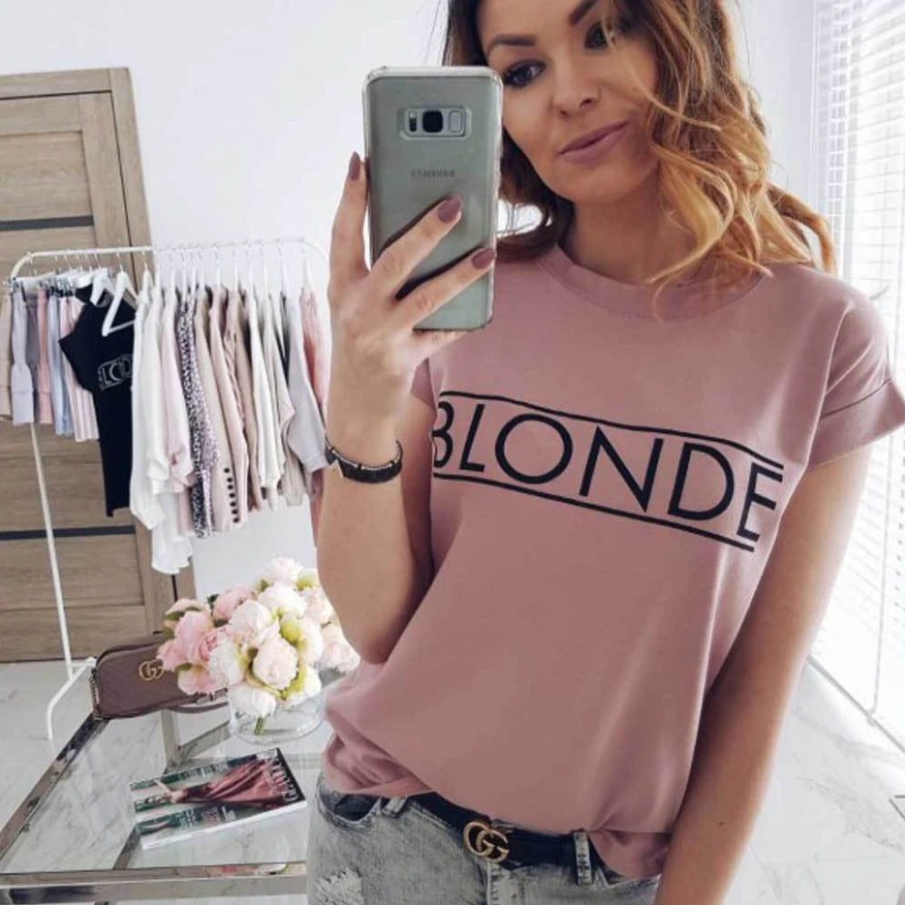 Модная Женская Базовая футболка Vogue с коротким рукавом Летние повседневные топы