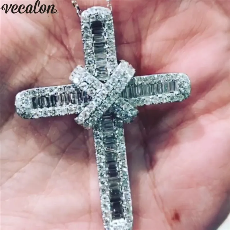 Vecalon Statement Lover Cross pendant 925 Sterling silver 5A Cz Stone cross Pendant necklace for Women Men Party Wedding Jewelry
Vecalon Statement Lover Cross pendant 925 Sterling silver 5A Cz Stone cross Pendant necklace for Women Men Party Wedding Jewelry
