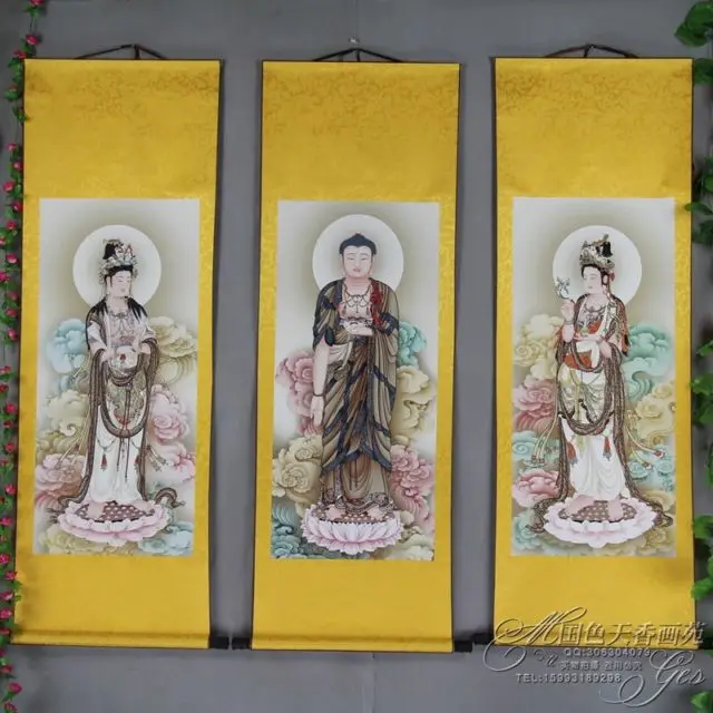 China Antique collection Calligraphy and painting The three saints of the West diagram
China Antique collection Calligraphy and painting The three saints of the West diagram