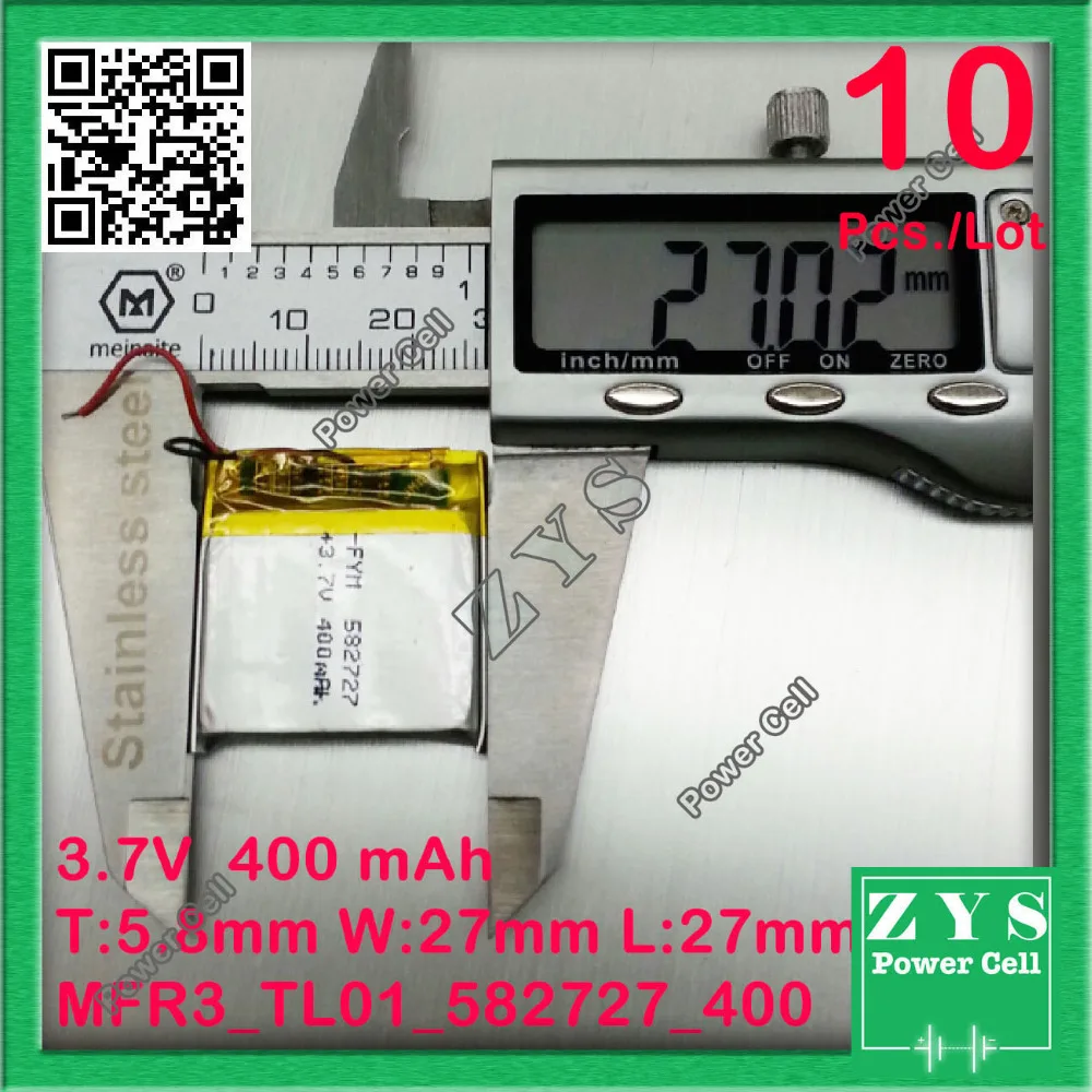 Safety Packing (Level 4) 10 pcs. li-ion battery 3.7v 400mAh rechargeable 3.7 v 400 mah size: 5.8x27x27mm 582728 582727 | Компьютеры и