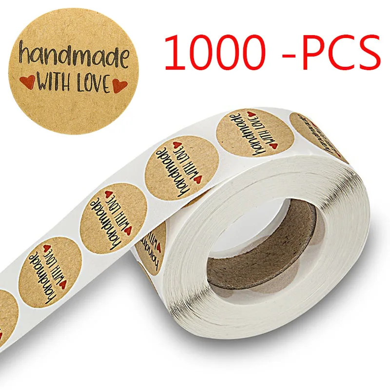 1000 шт 1 дюйм круглые наклейки ручной работы с любовью этикетки счастливый