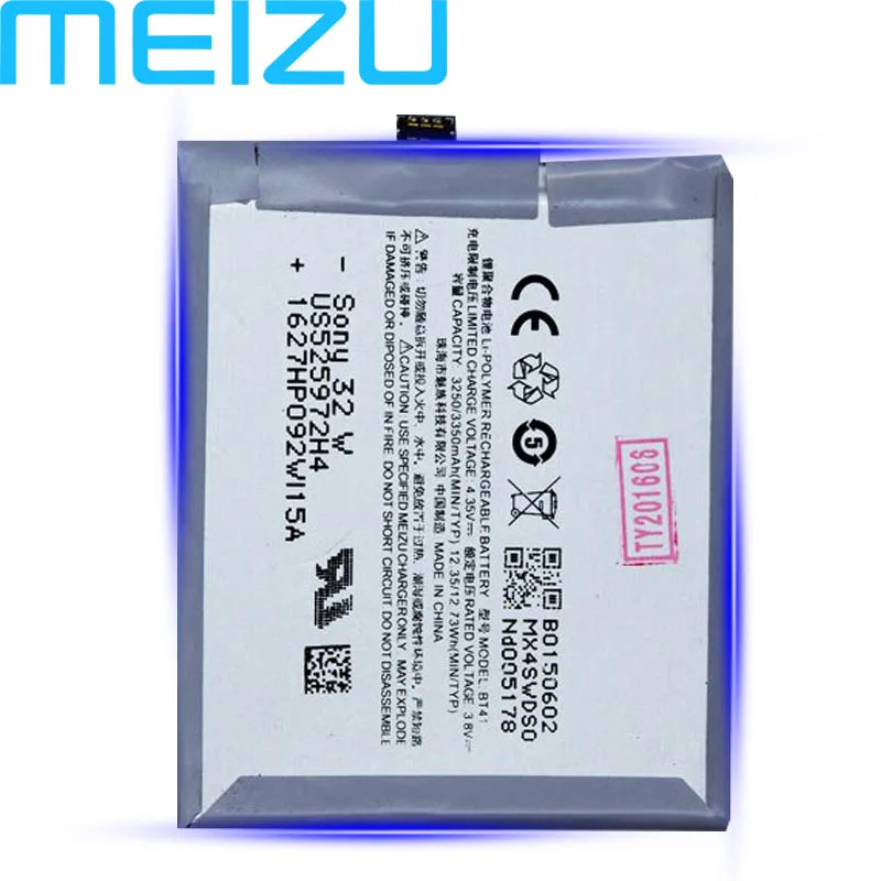 Meizu 100% Original BT41 3350mAh New Production Battery for Meizu MX4 Pro PHone high quality+Tracking Number
Meizu 100% Original BT41 3350mAh New Production Battery for Meizu MX4 Pro PHone high quality+Tracking Number