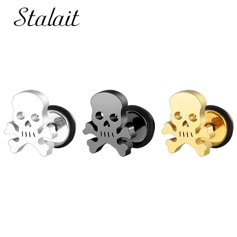 New Punk Stainless Steel Barbell Small Gold/Black/Silver Color Skull Skeleton Stud Earrings Women Party Girlfriend Gift
New Punk Stainless Steel Barbell Small Gold/Black/Silver Color Skull Skeleton Stud Earrings Women Party Girlfriend Gift