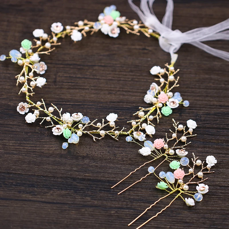 Bridal Colorful Floral Simulated-pearl Wedding Dress Ornament with Colorful Hair and Headband
Bridal Colorful Floral Simulated-pearl Wedding Dress Ornament with Colorful Hair and Headband