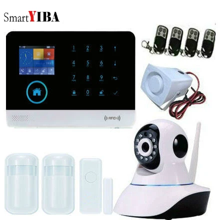 SmartYIBA Wireless Wifi GSM IOS/Android APP Control LCD GSM SMS Home Burglar Alarm System with HD Indoor camera
SmartYIBA Wireless Wifi GSM IOS/Android APP Control LCD GSM SMS Home Burglar Alarm System with HD Indoor camera