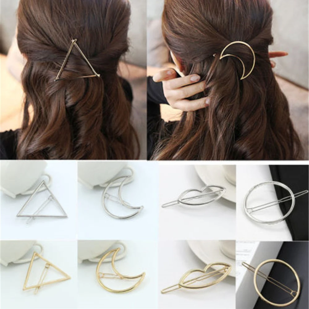 Fashion Hair Barrette Hair Clips Geometric Plated Metal Triangle Circle Moon Hairpins For Women Girl Hairclip Ornaments Headwear
Fashion Hair Barrette Hair Clips Geometric Plated Metal Triangle Circle Moon Hairpins For Women Girl Hairclip Ornaments Headwear