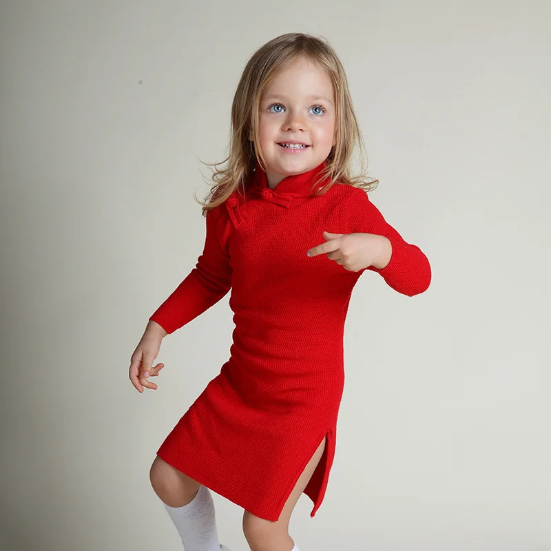 Rlyaeiz/свитер Чонсам для маленьких девочек Детский кардиган вязаный осенний