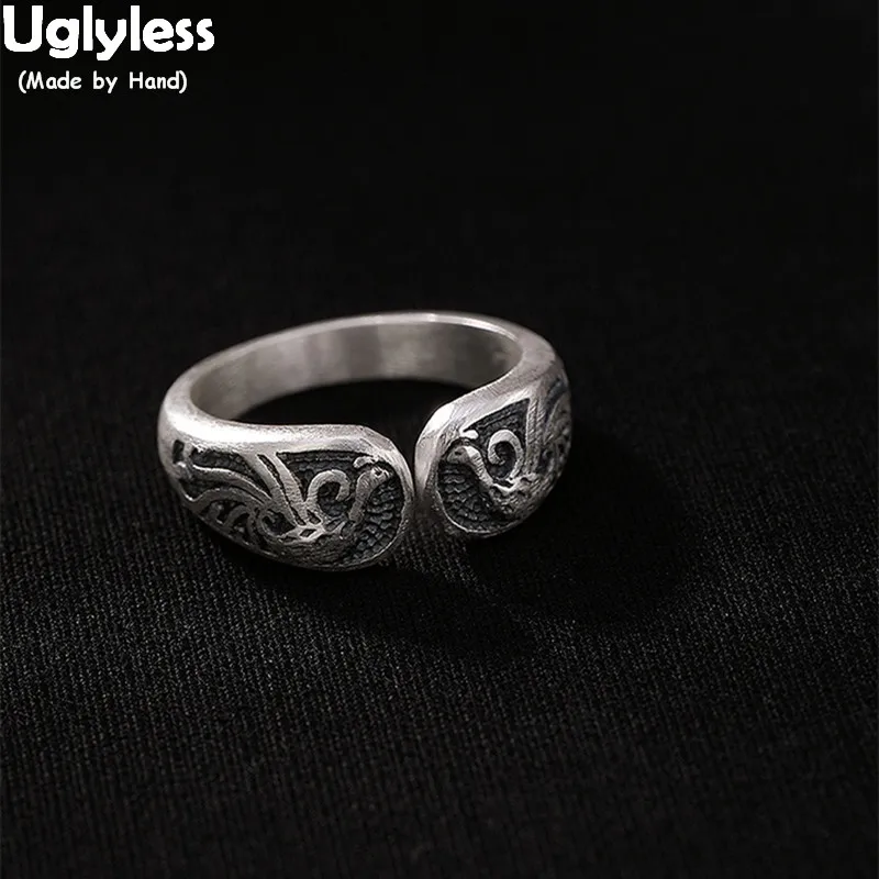 Uglyless Handmade Embossed Peacocks Rings for Women Thai Silver Adjustable Animal Open Ring 99% Full Silver Phoenix Fine Jewelry
Uglyless Handmade Embossed Peacocks Rings for Women Thai Silver Adjustable Animal Open Ring 99% Full Silver Phoenix Fine Jewelry