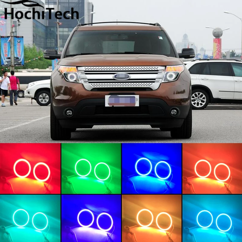 Для Ford Explorer 2011 2012 2013 2014 2015 2016 RGB светодиодные кольца для Фар halo angel demon eyes с пультом