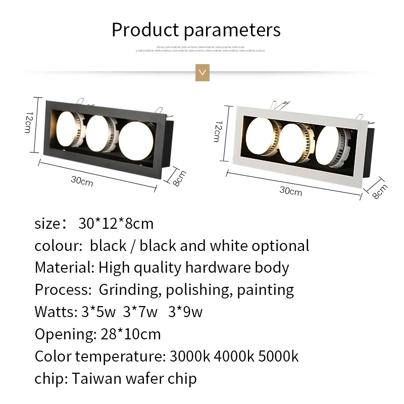 PULUOTI Three Heads Double Head Free Disassembly of Light Source Tricolor LED Down light
PULUOTI Three Heads Double Head Free Disassembly of Light Source Tricolor LED Down light