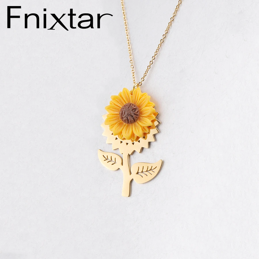Fnixtar Resin Sun Flower Necklace Stainless Steel Sunflower Pendant Necklace Women Personality Gift Jewelry 10Piece/lot
Fnixtar Resin Sun Flower Necklace Stainless Steel Sunflower Pendant Necklace Women Personality Gift Jewelry 10Piece/lot