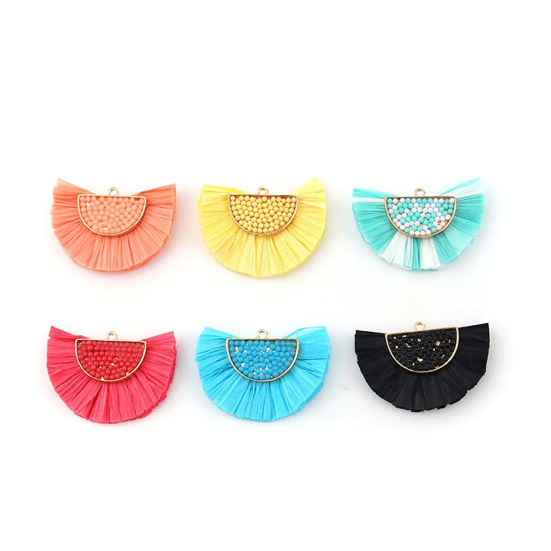 Raffia Tassel fringe Pendants metal cap seed beads DIY jewelry making handicraft garment clothes Costume accessory decor 1Piece
Raffia Tassel fringe Pendants metal cap seed beads DIY jewelry making handicraft garment clothes Costume accessory decor 1Piece