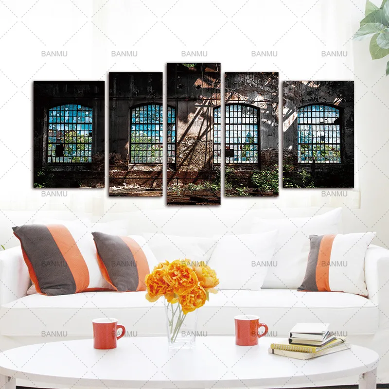 Abandoned Industrial Interior with Bright Light Ruin Window Plant Painting 5 Panels Wall Art Canvas Paintings Wall Home Decor
Abandoned Industrial Interior with Bright Light Ruin Window Plant Painting 5 Panels Wall Art Canvas Paintings Wall Home Decor