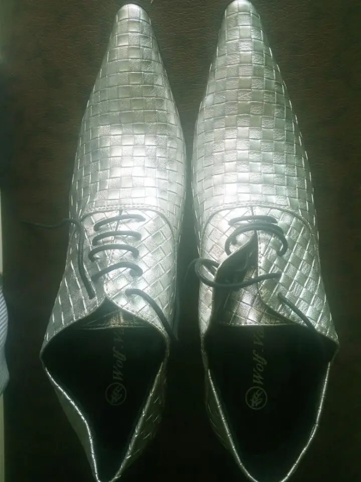 Real Pics Weave Men's Oxfords Lace up Business Silver Groom Wedding Dress Shoes Full Grain Leather Flats Plait Shoes Size 46
Real Pics Weave Men's Oxfords Lace up Business Silver Groom Wedding Dress Shoes Full Grain Leather Flats Plait Shoes Size 46
